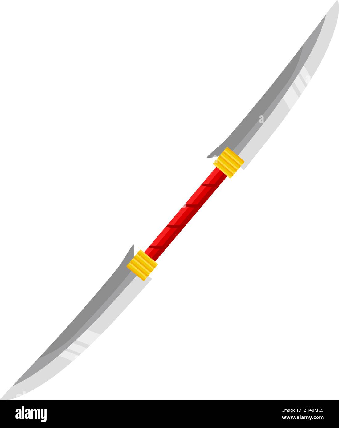 Dobule blade sword, illustration, vector on a white background. Stock Vector