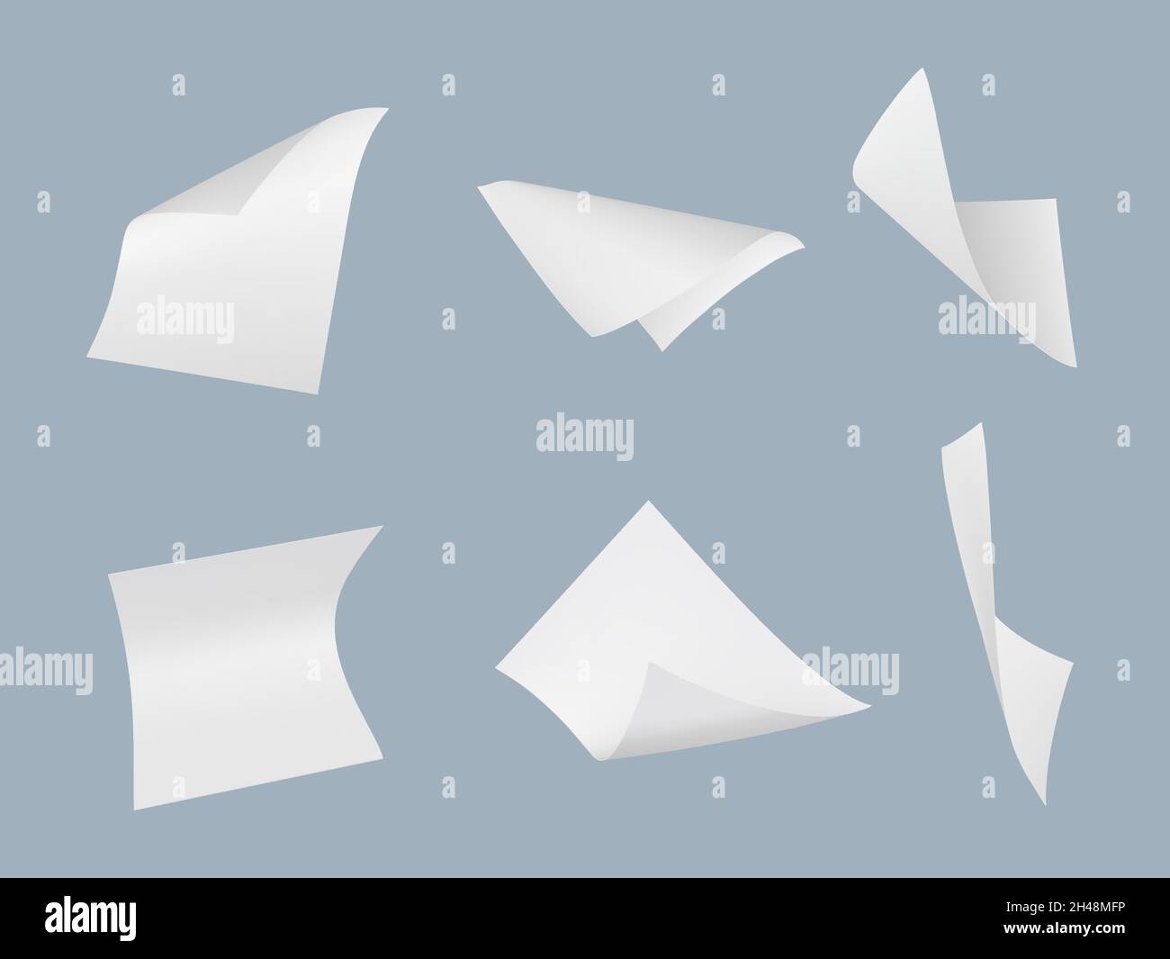 Flying papers. Blank empty sheets book or office sheets stack of papers decent vector collection templates Stock Vector