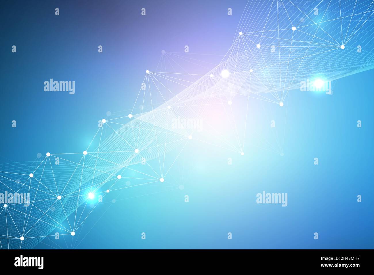 Geometric abstract background with connected line and dots. Structure ...