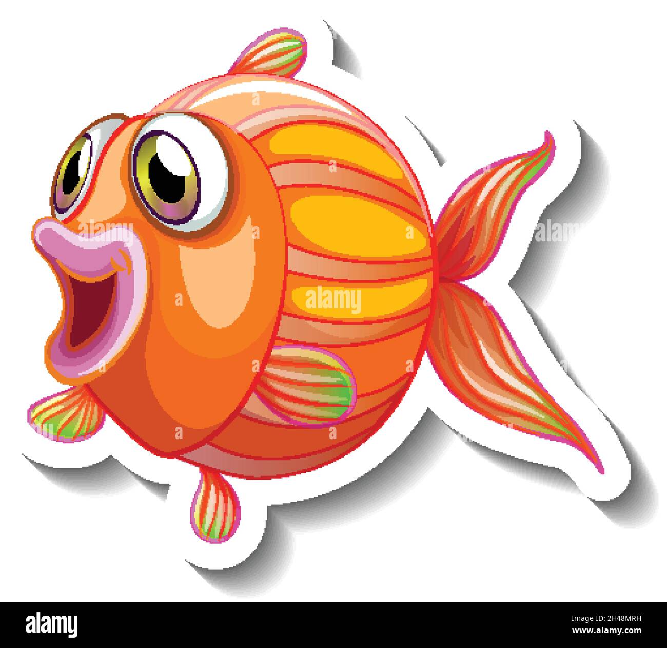 Sea Animal Cartoon Sticker with Cute Fish illustration Stock Vector Image &  Art - Alamy