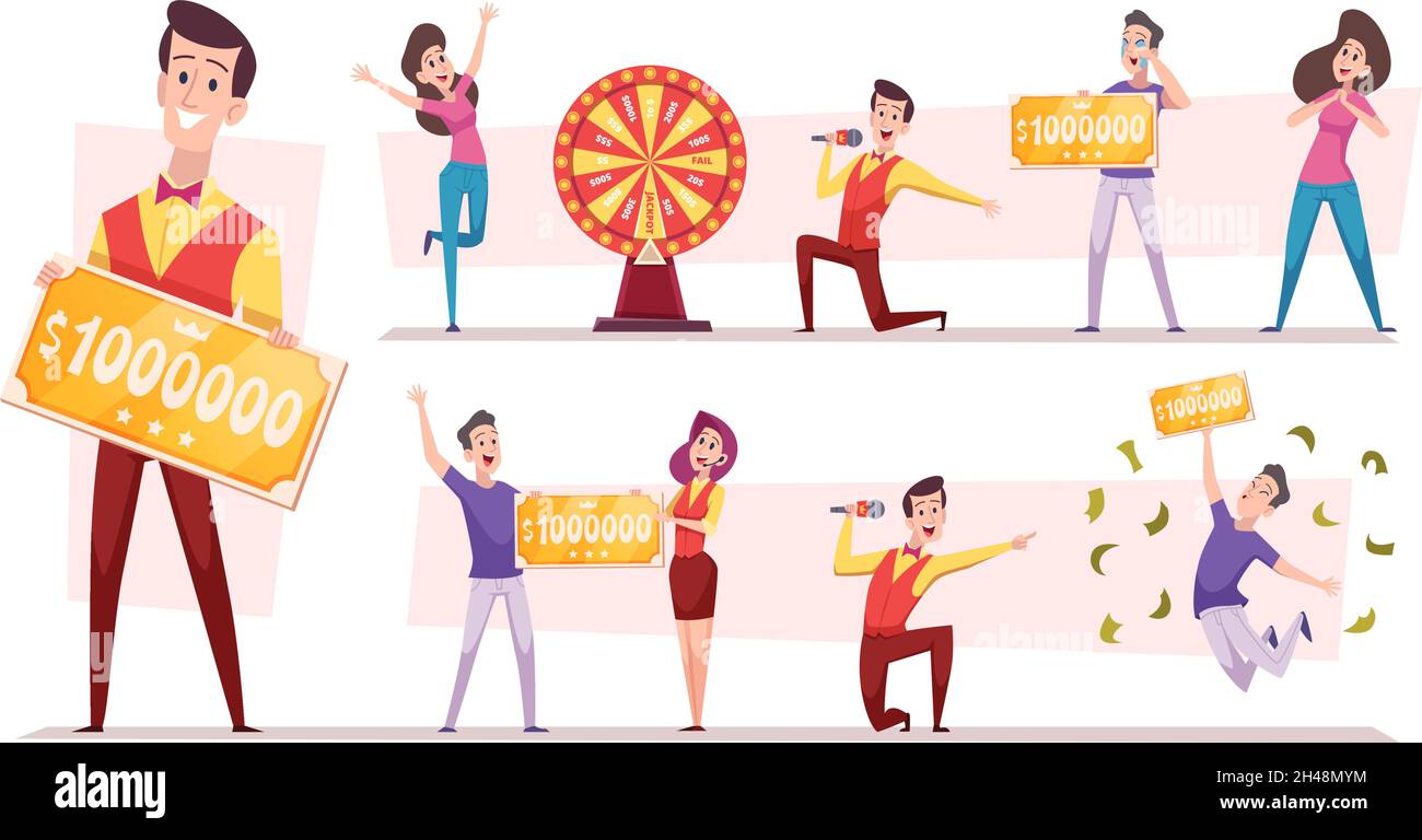 Prize winner. Characters won in lottery tickets money ticket prizes