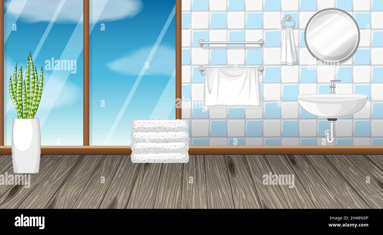 Bathroom interior design with furniture illustration Stock Vector Image ...