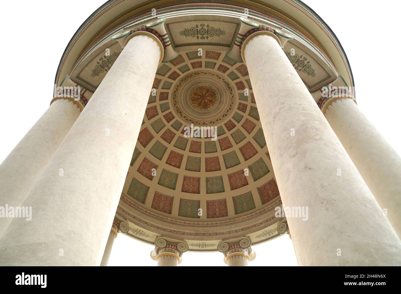 Monopteros 'Greek temple' on top of a small hill in the center of the city of Munich, Bavaria, Germany Stock Photo
