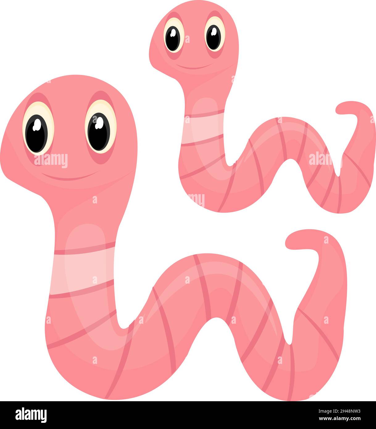 Earth worms, illustration, vector on a white background Stock