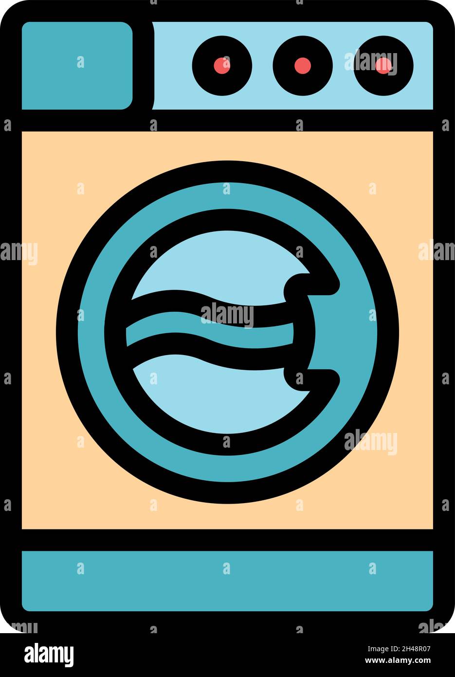 Laundry machine icon. Outline laundry machine vector icon color flat ...