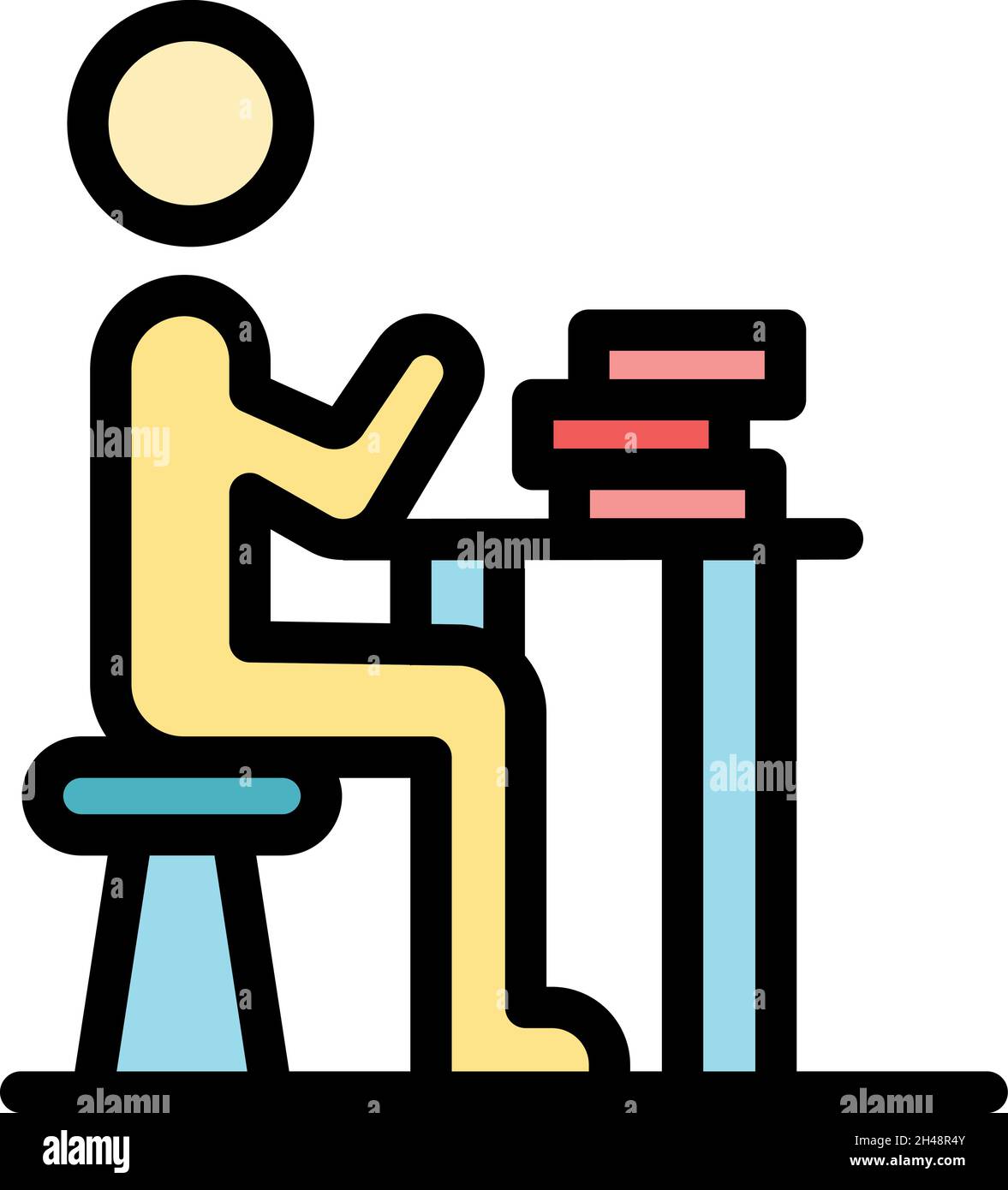Girl using desktop pc study Stock Vector Images - Alamy