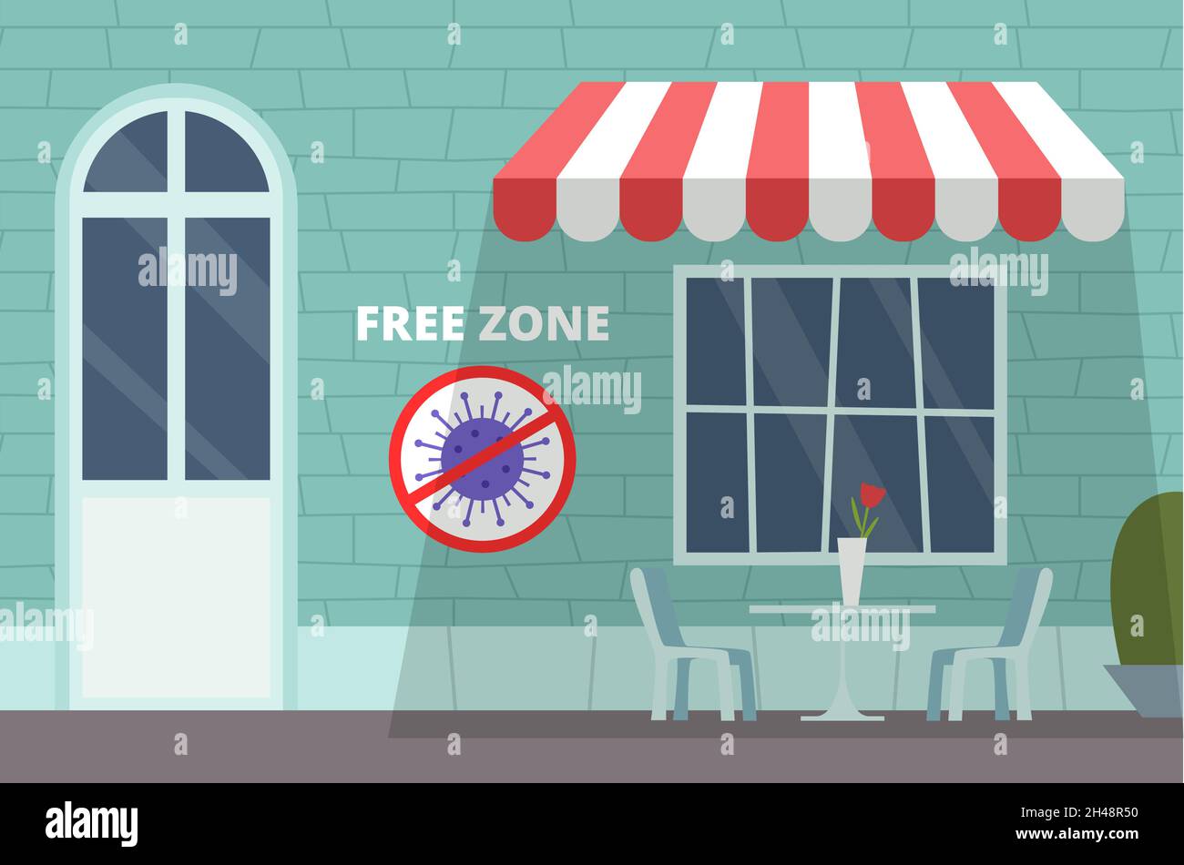 Cafe free bacterias zone. Reopen restaurant, cafeteria. Safety public