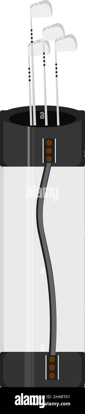 Golf bag, illustration, vector on a white background. Stock Vector