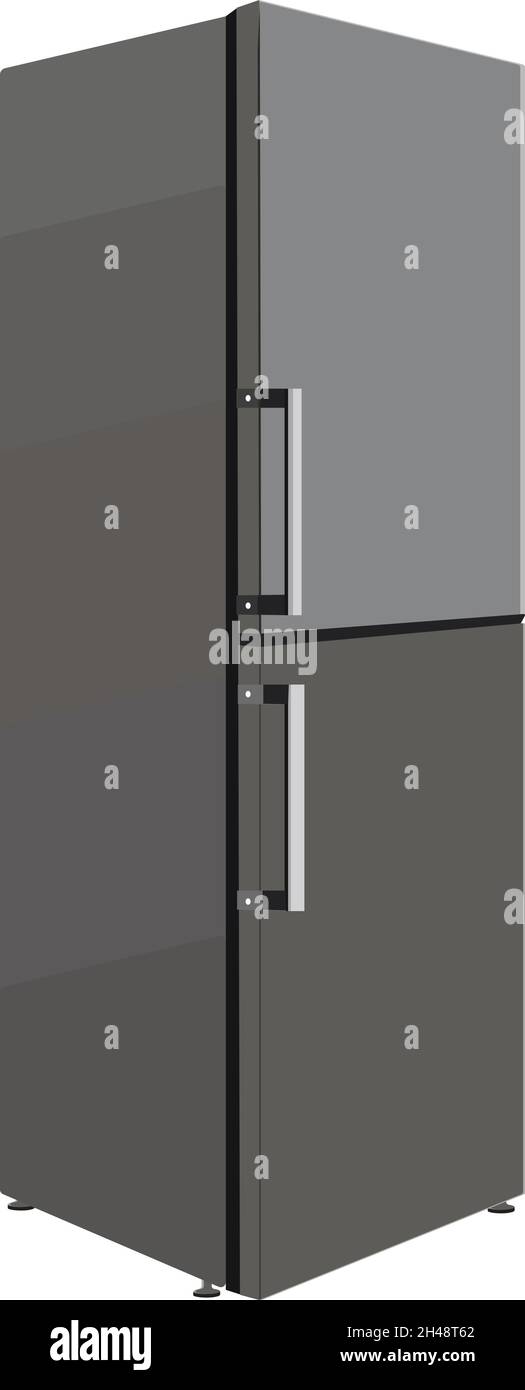 Black fridge, illustration, vector on a white background. Stock Vector