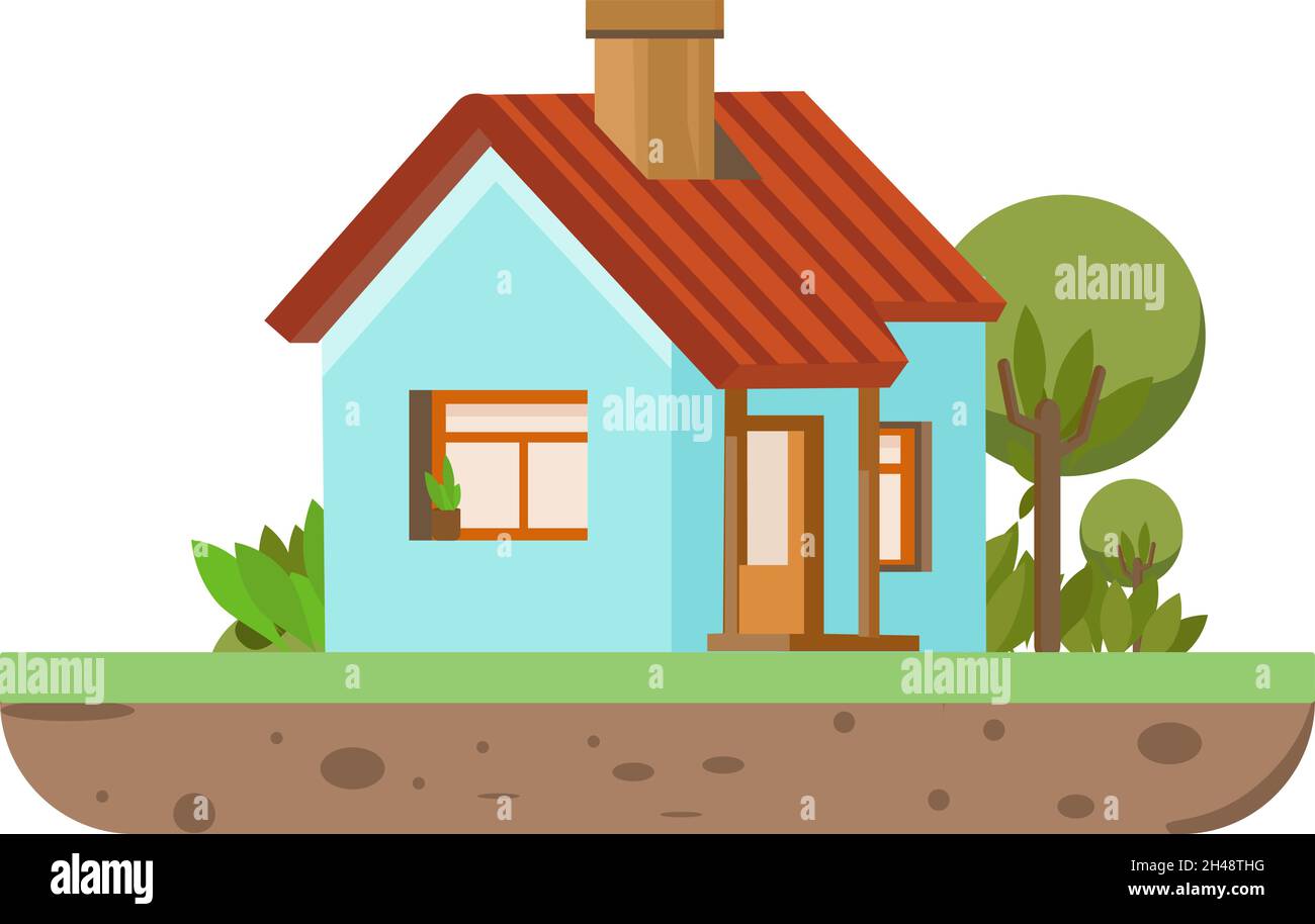 Beautiful home, illustration, vector on a white background. Stock Vector