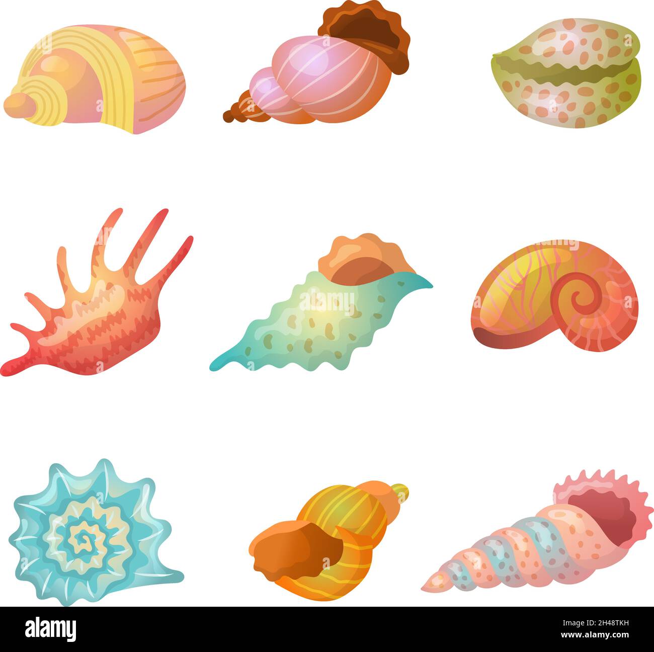 Seashell. Sea weather item starfish colorful sand items recent vector  stylized seashells isolated Stock Vector Image & Art - Alamy