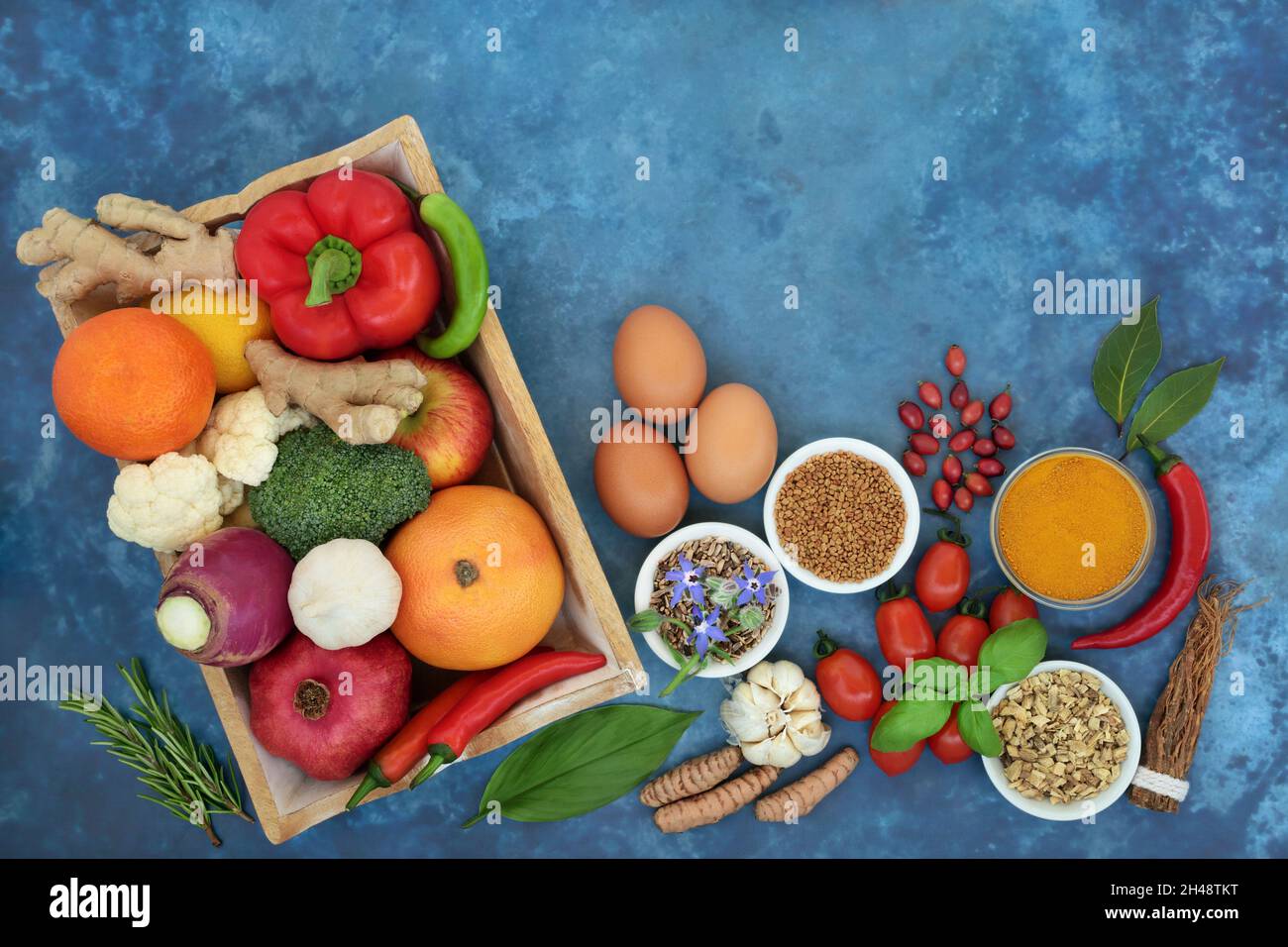 Superfood collection to boost immune system with dairy, vegetables