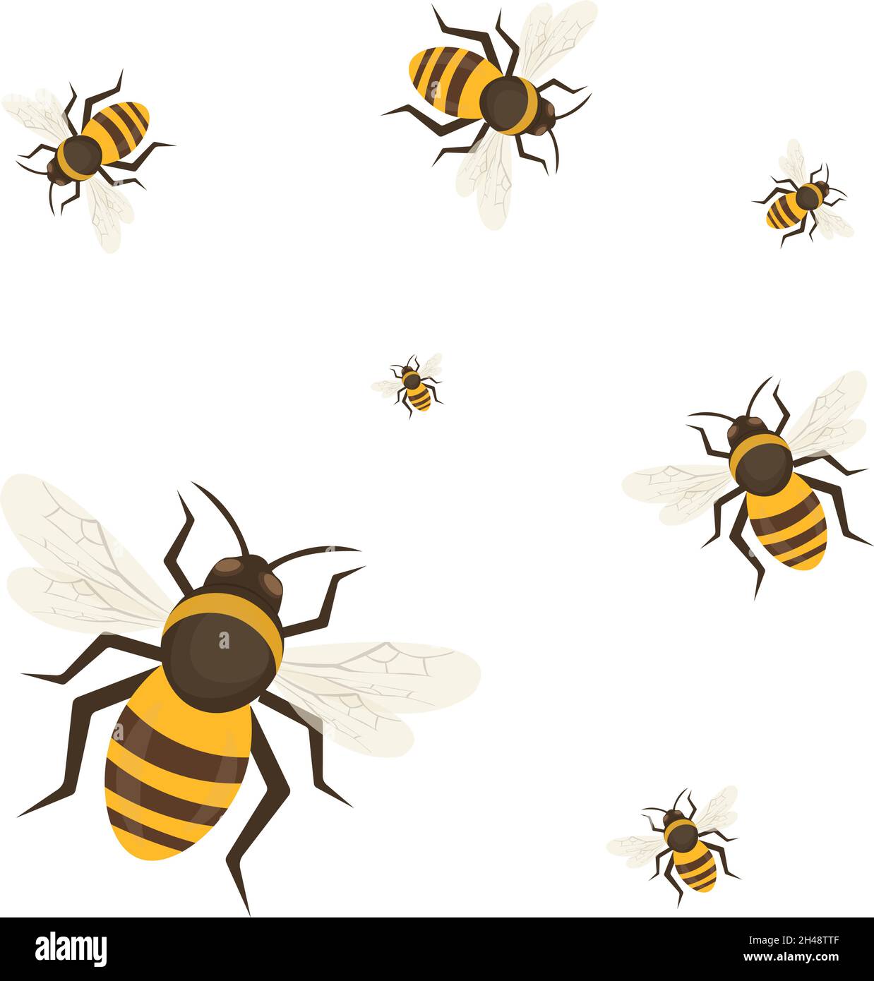 Honey bees, illustration, vector on a white background. Stock Vector