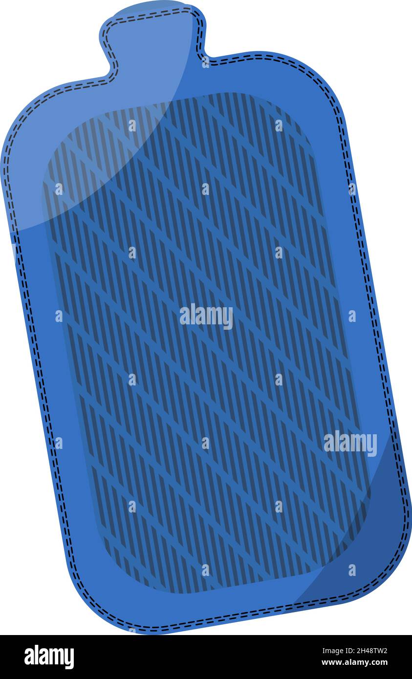 Blue hot water bag, illustration, vector on a white background. Stock Vector