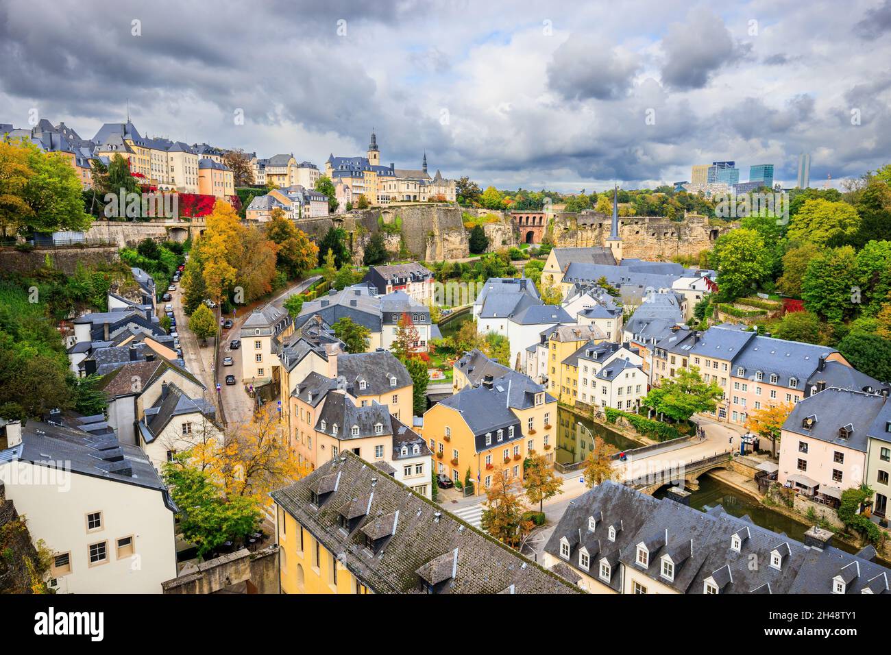 Luxembourg city, the capital of Grand Duchy of Luxembourg. The Old Town and Grund quarter. Stock Photo