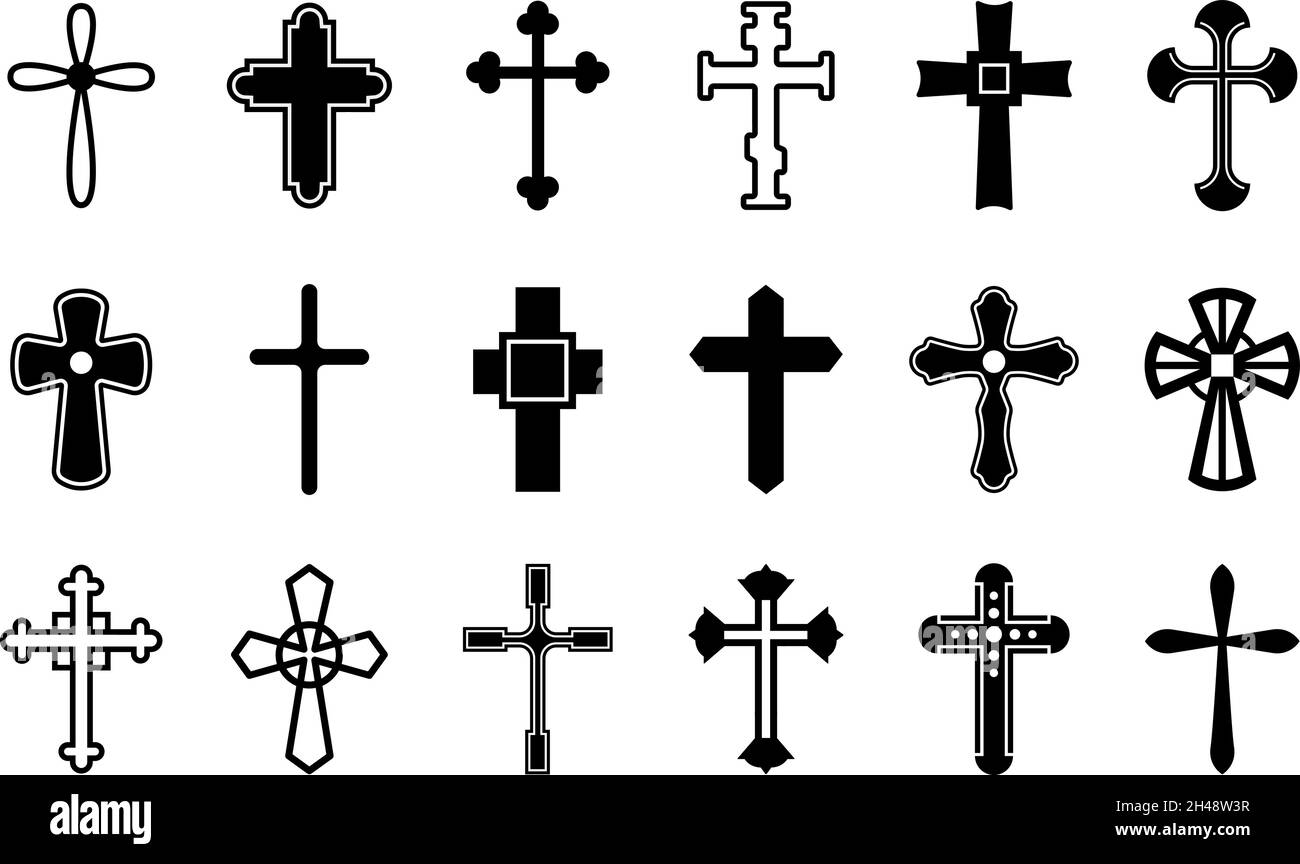 Christian cross set. Crosses collection, christianity holy isolated