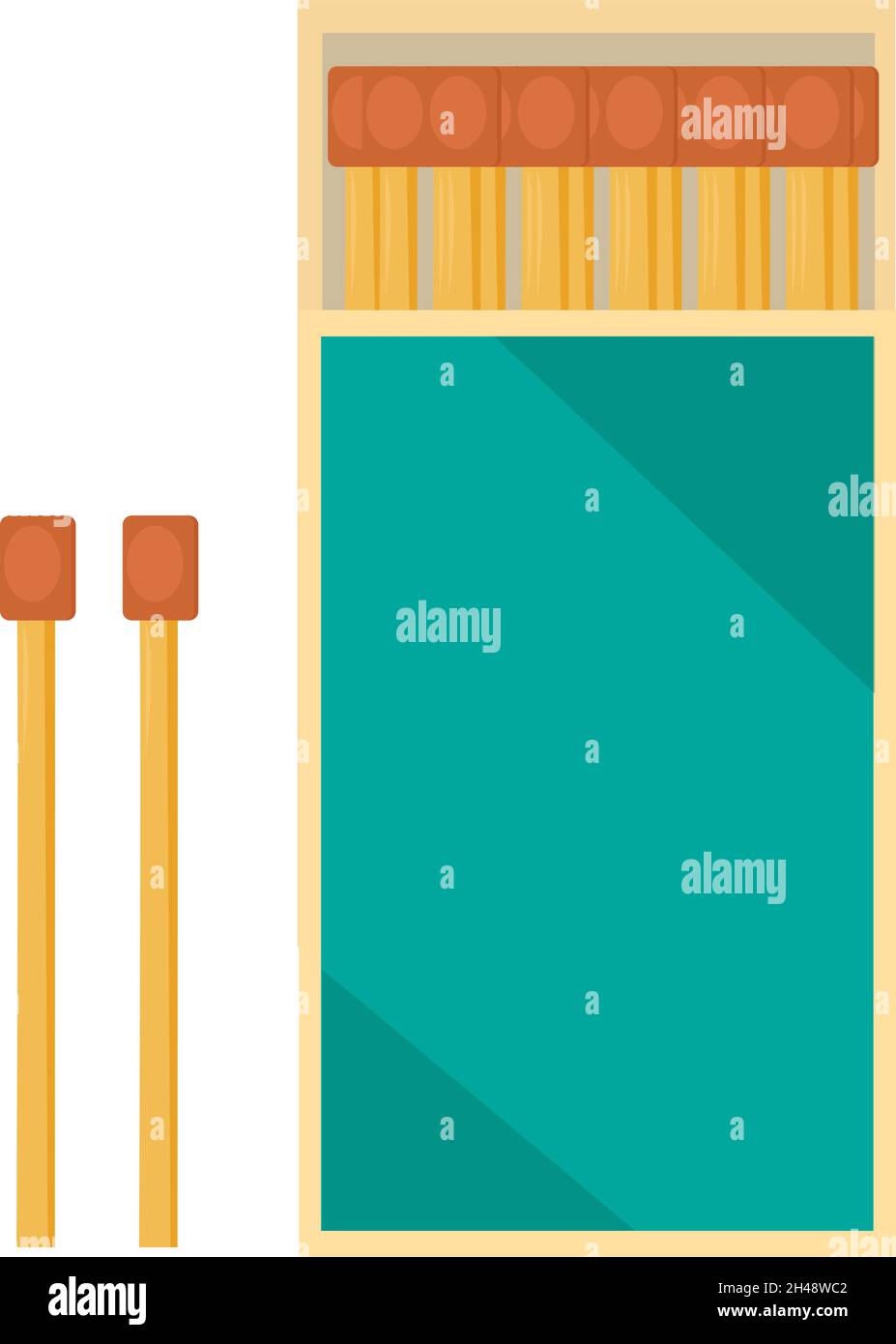 Matches in box, illustration, vector on a white background. Stock Vector