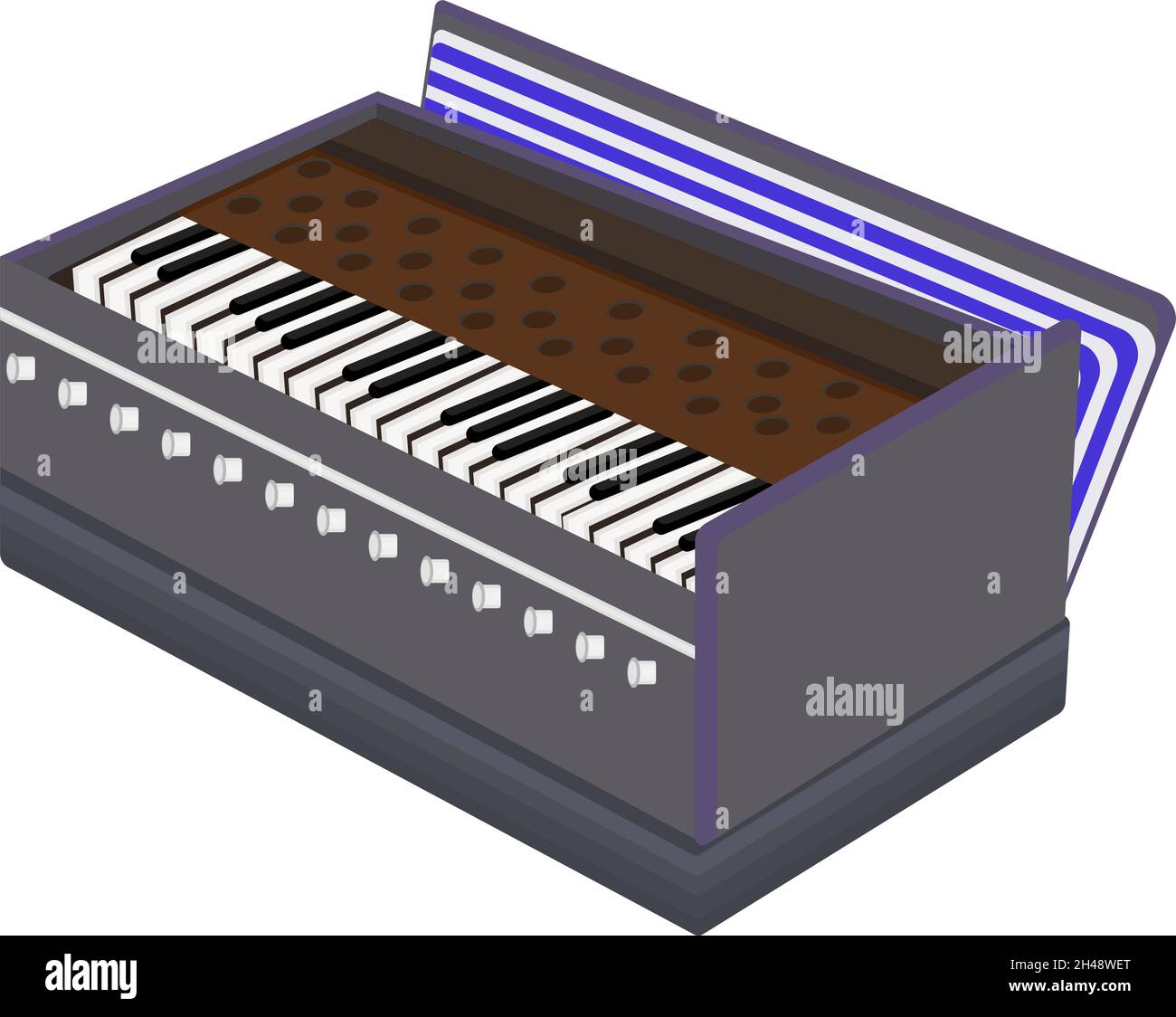 Harmonium, illustration, vector on a white background Stock Vector