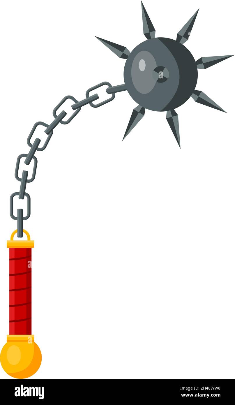 Morning star weapon, illustration, vector on a white background Stock ...