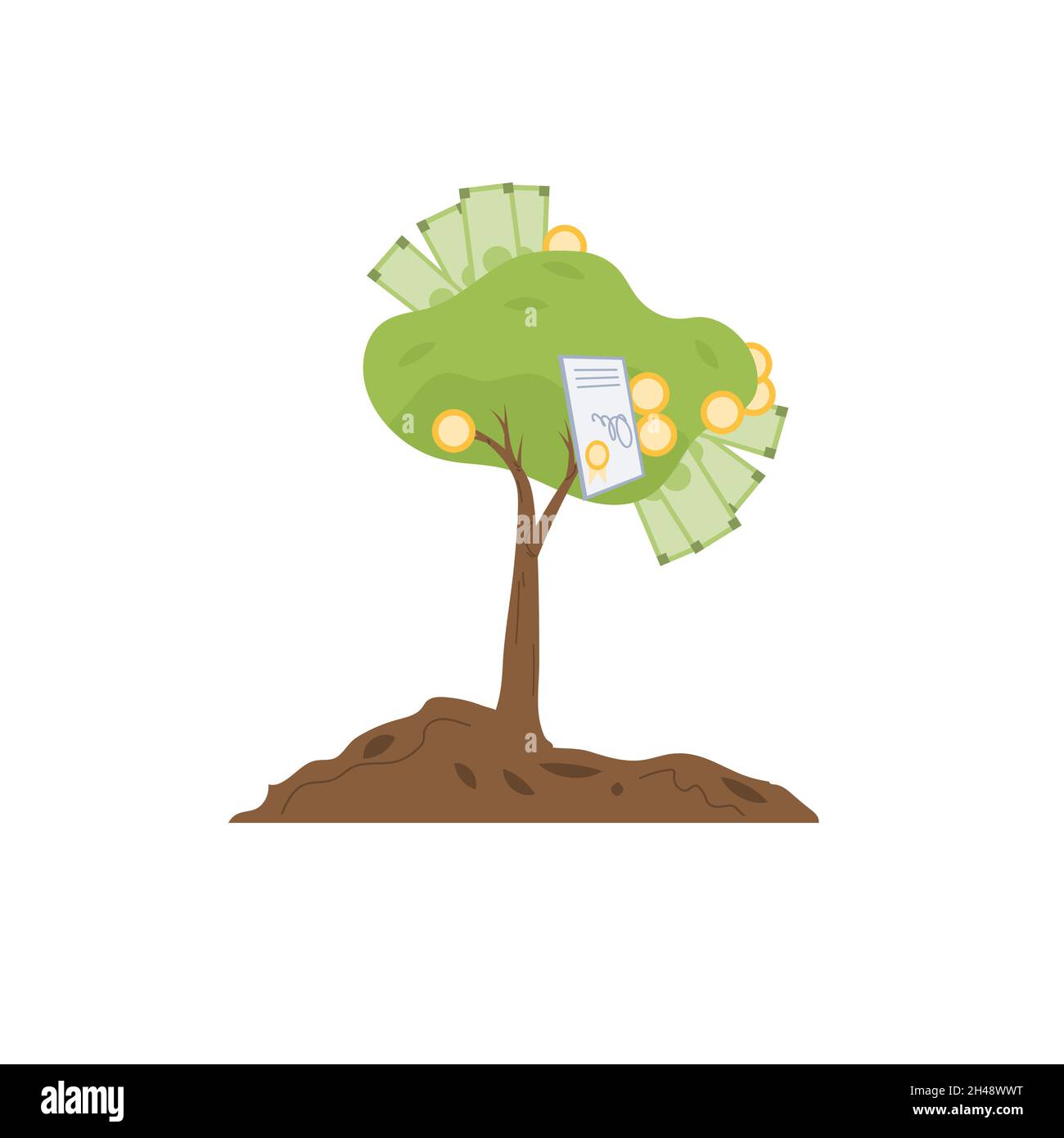 Flat cartoon money tree,financial investments metaphor vector illustration  concept Stock Vector Image & Art - Alamy