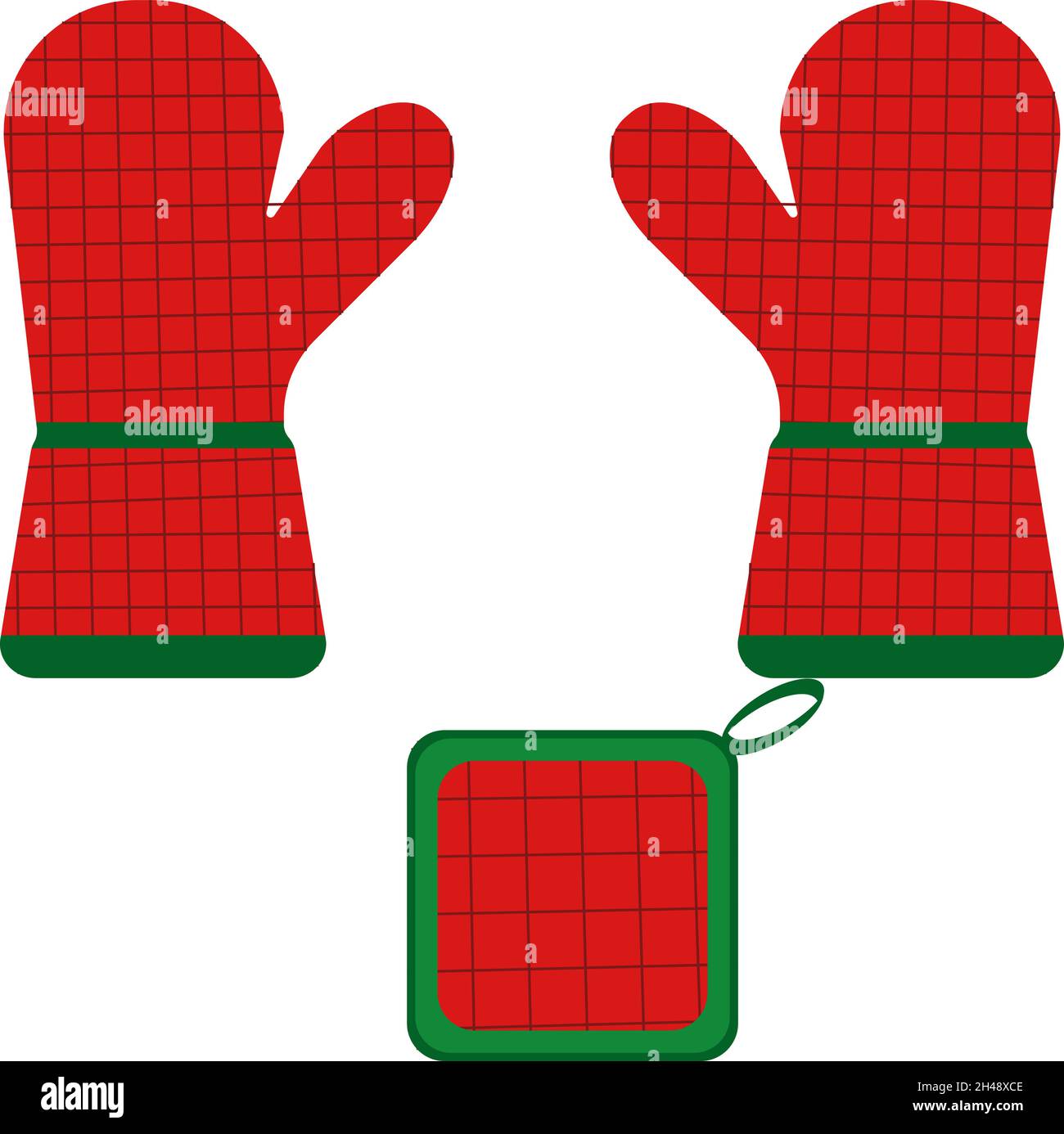 Oven gloves, illustration, vector on a white background. Stock Vector
