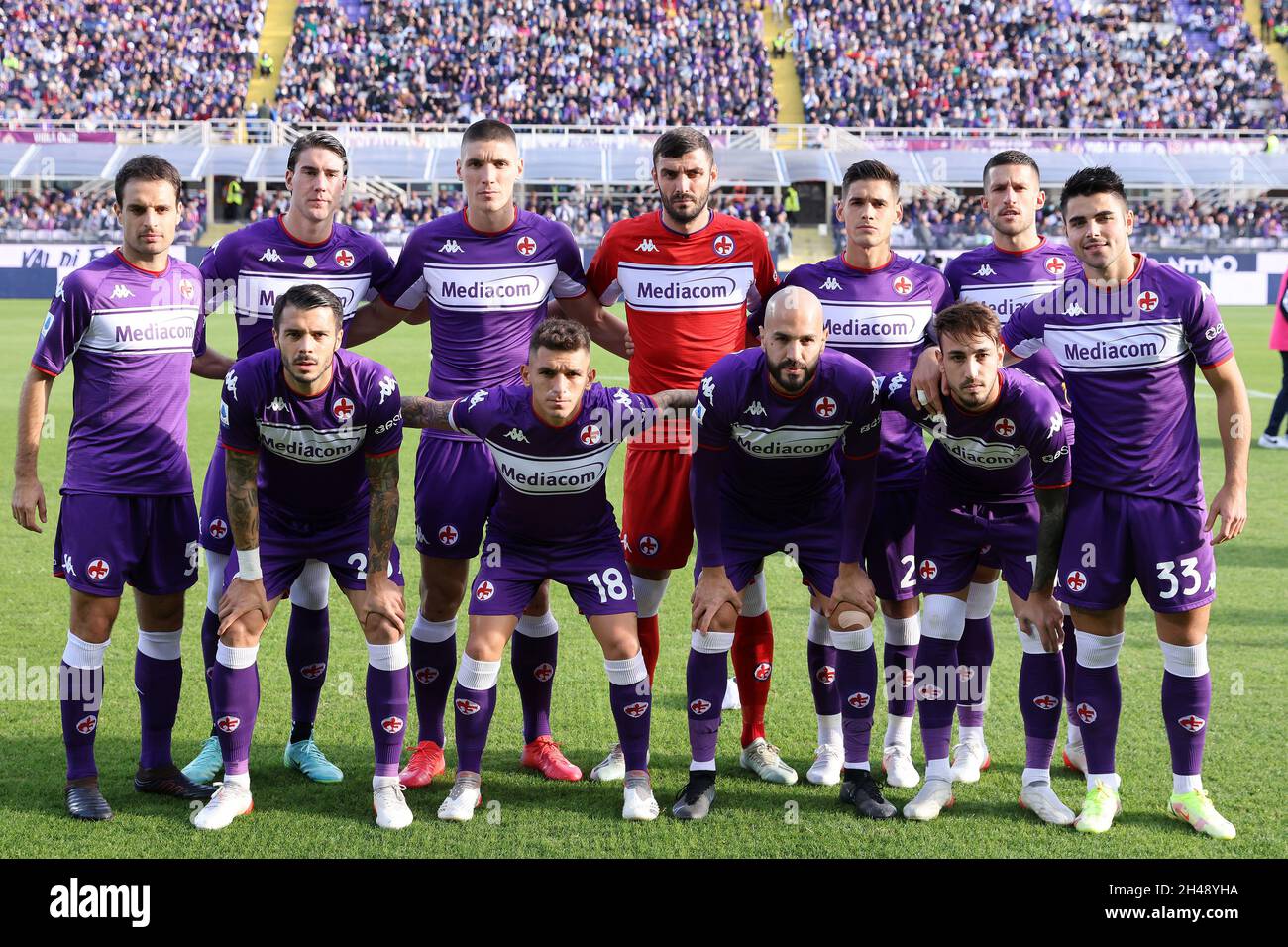 Florence, Italy. 31st Oct, 2021. fiorentina players pose for a team photo  during the Serie A 2021/2022 football match between ACF Fiorentina and  Spezia Calcio at Artemio Franchi stadium in Florence (Italy),