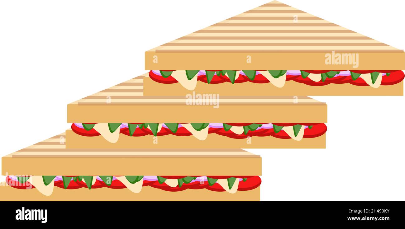 Triangle sandwitch, illustration, vector on a white background. Stock Vector
