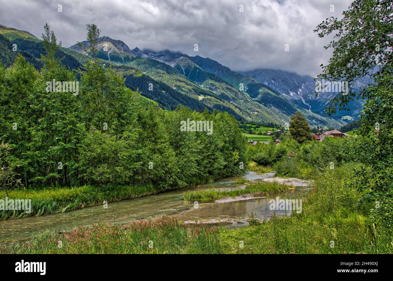 The Rio di Anterselva descends from the lake of the same name along the entire valley and ends its course as a tributary of the Rienza river Stock Photo