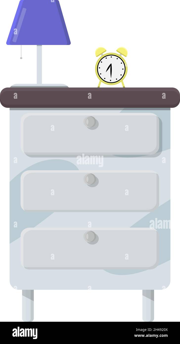 White nightstand, illustration, vector on a white background. Stock Vector