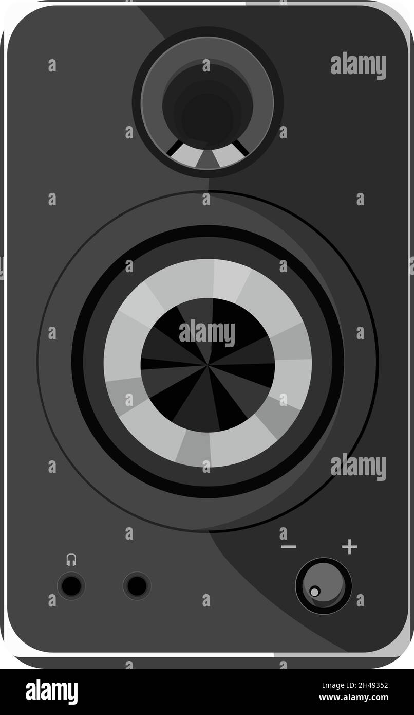 Black music speaker, illustration, vector on a white background Stock ...