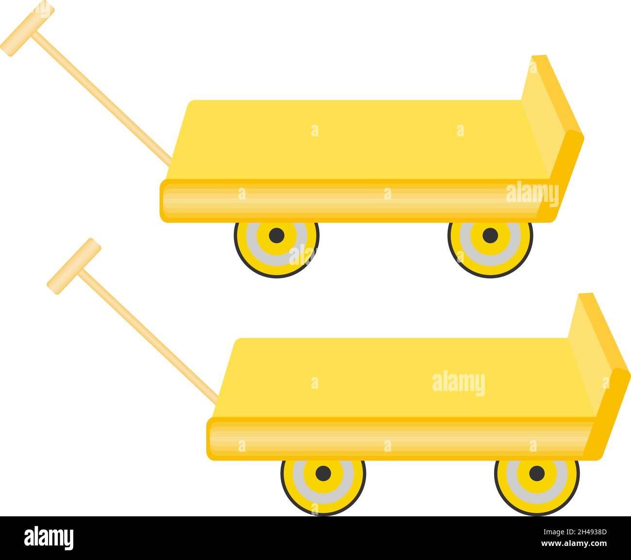Yellow trolley, illustration, vector on a white background. Stock Vector