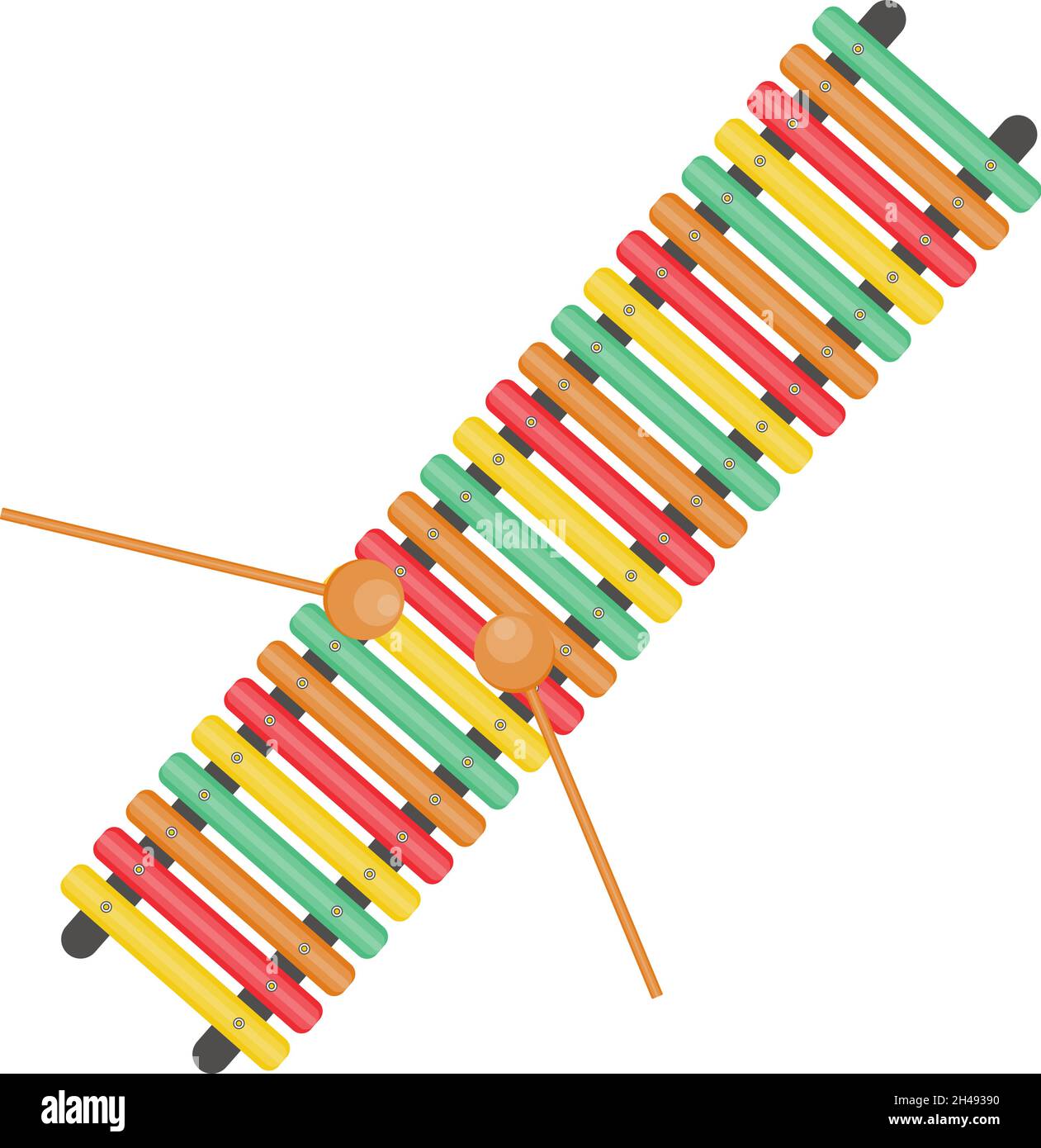 Xylophone instrument, illustration, vector on a white background. Stock Vector