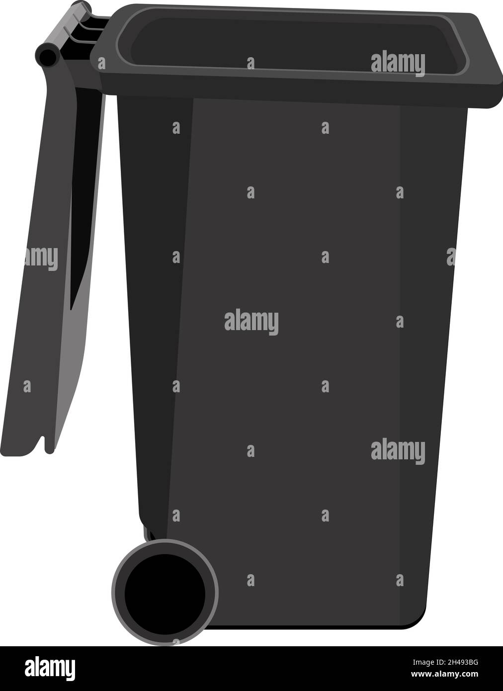 Black trash can, illustration, vector on a white background. Stock Vector