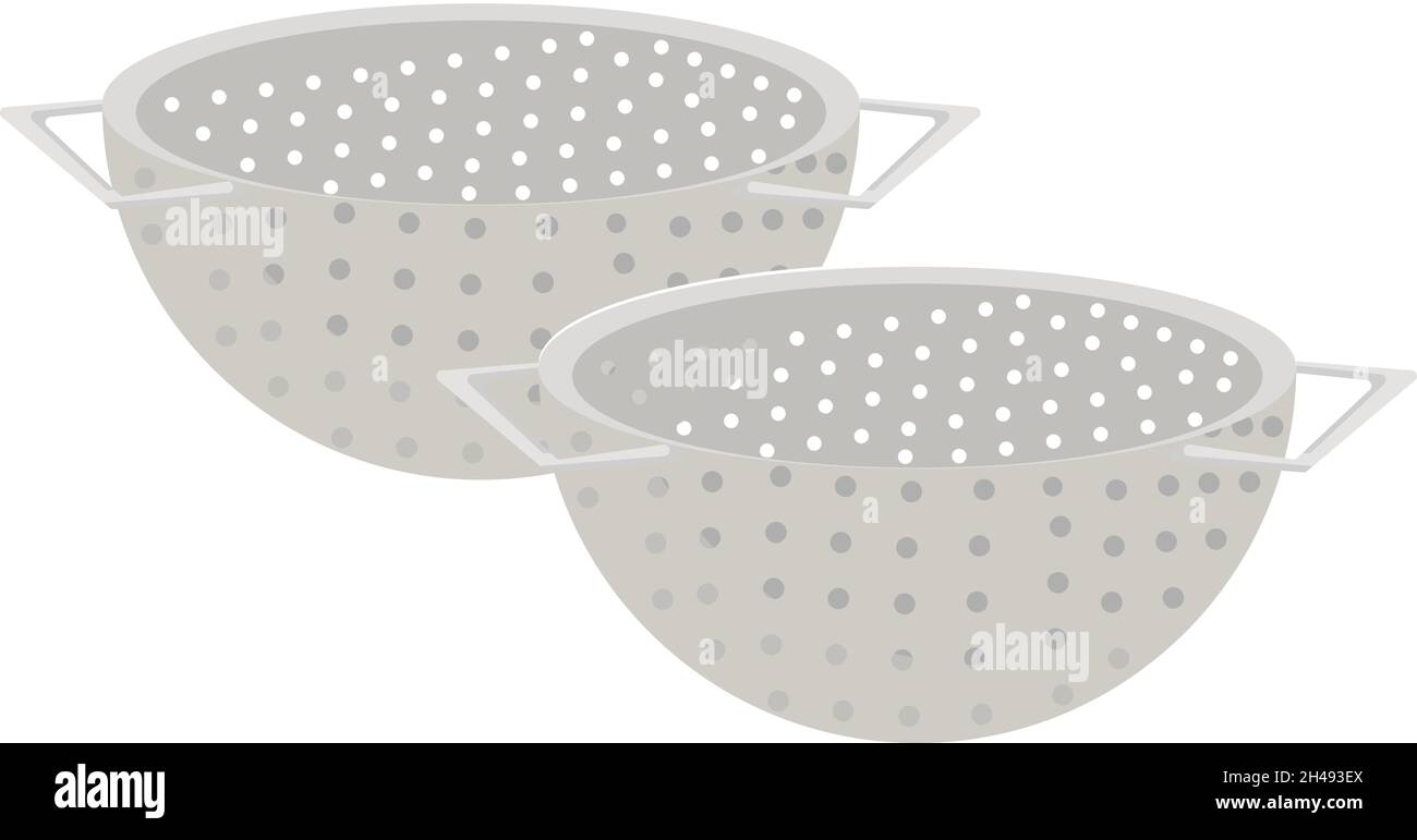 Grey strainer, illustration, vector on a white background. Stock Vector