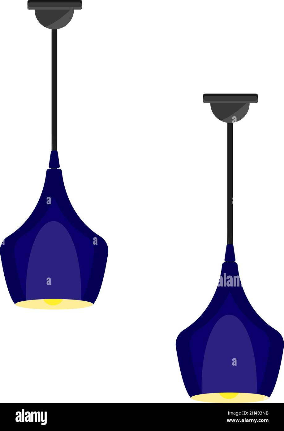 Blue ceiling lamps, illustration, vector on a white background. Stock Vector