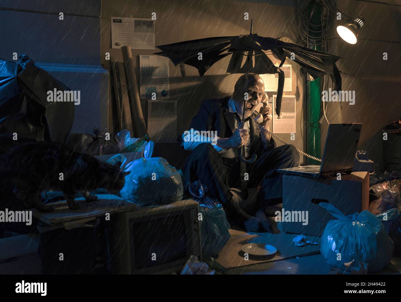 Sad Man Sitting Under Rain High Resolution Stock Photography and Images ...