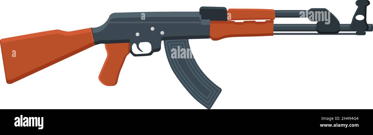 Old Ak47, illustration, vector on a white background. Stock Vector