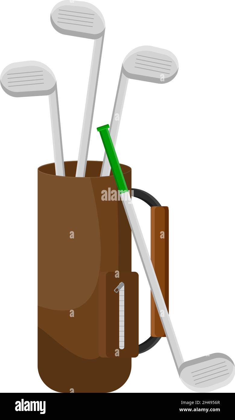 Golfing bag, illustration, vector on a white background. Stock Vector