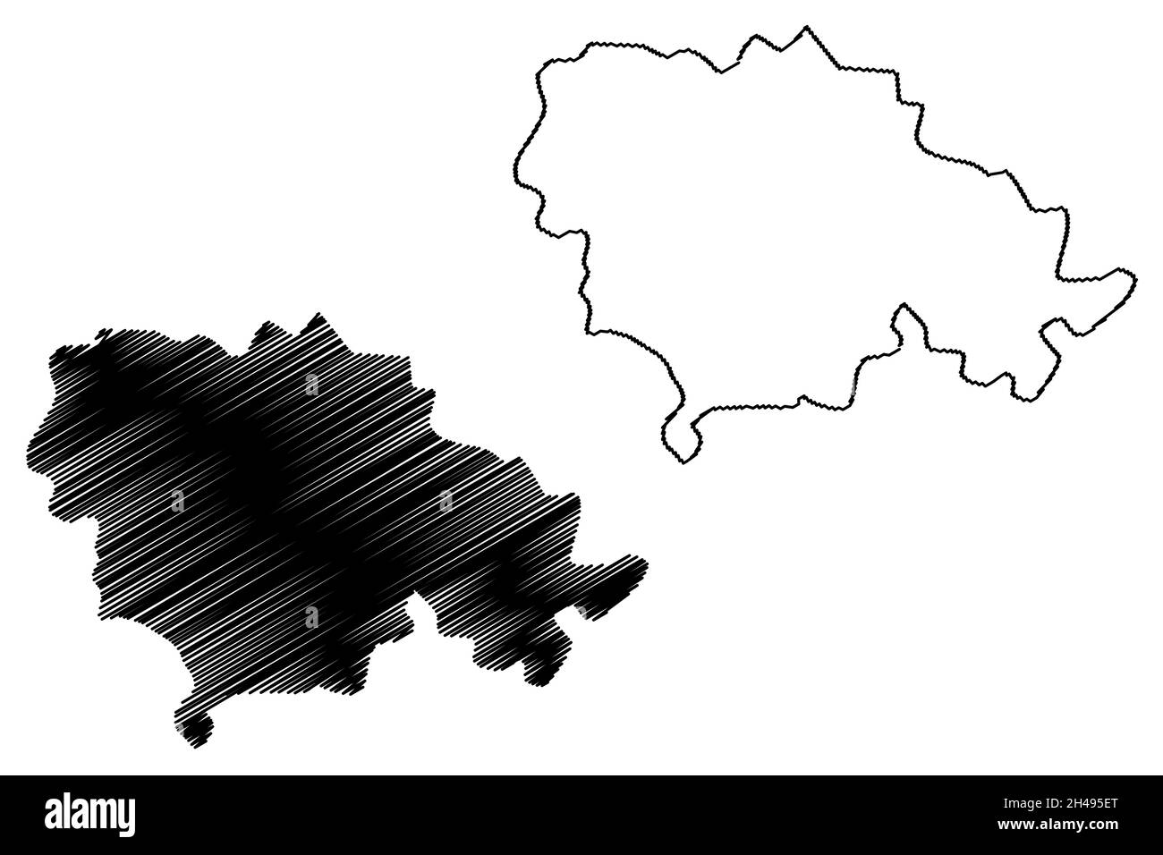 Rohtak district (Haryana State, Republic of India) map vector illustration, scribble sketch