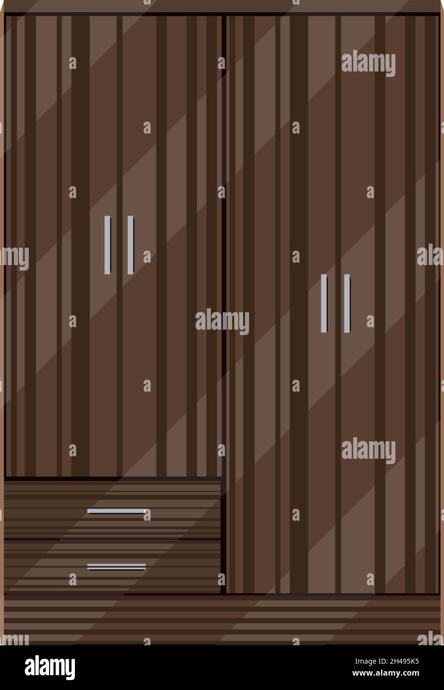 Brown wardrobe, illustration, vector on a white background. Stock Vector