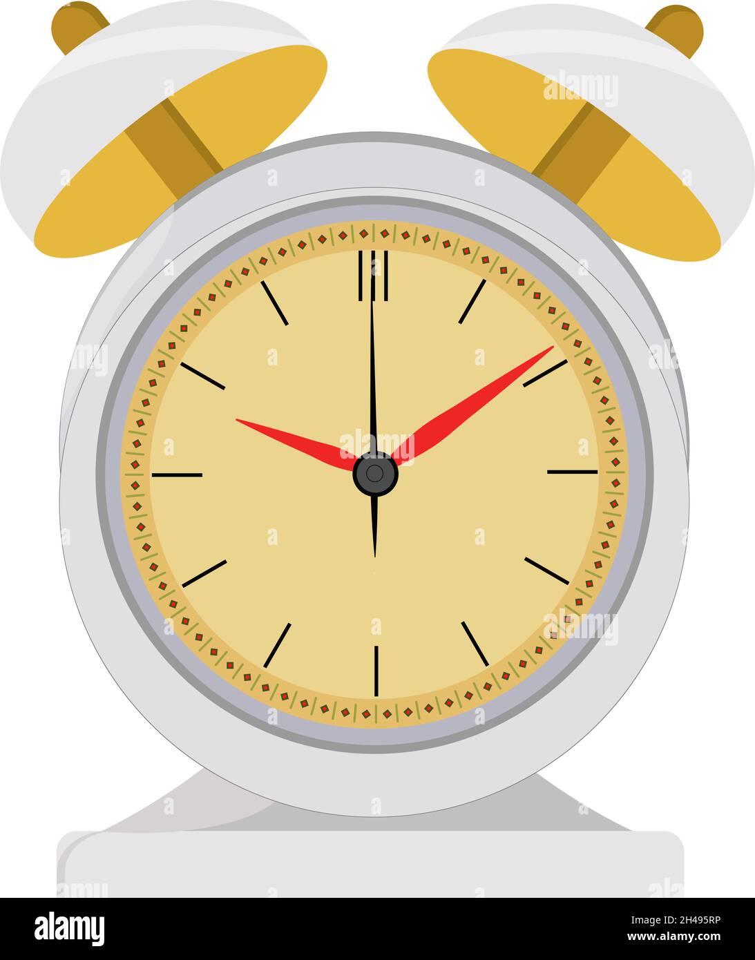 Alarm clock, illustration, vector on a white background. Stock Vector