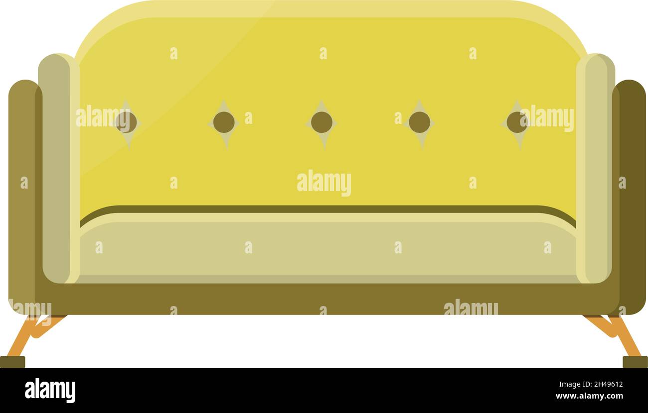 Yellow sofa, illustration, vector on a white background. Stock Vector