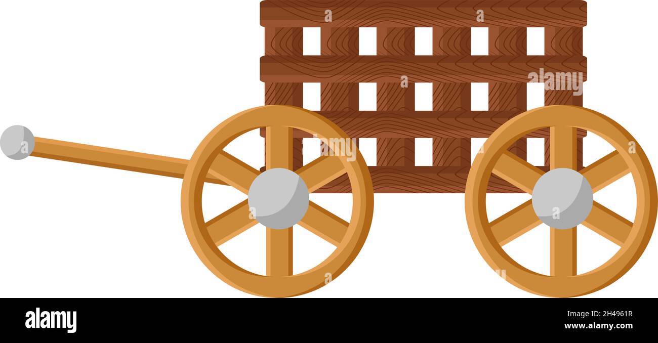 Wooden cart, illustration, vector on a white background Stock Vector