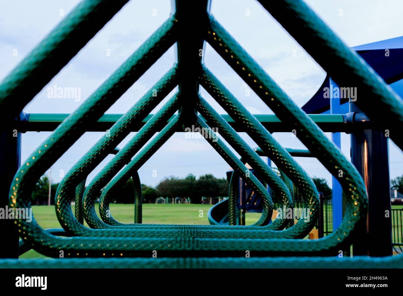 Line of monkey bar rings in a playground of the school Stock Photo Alamy