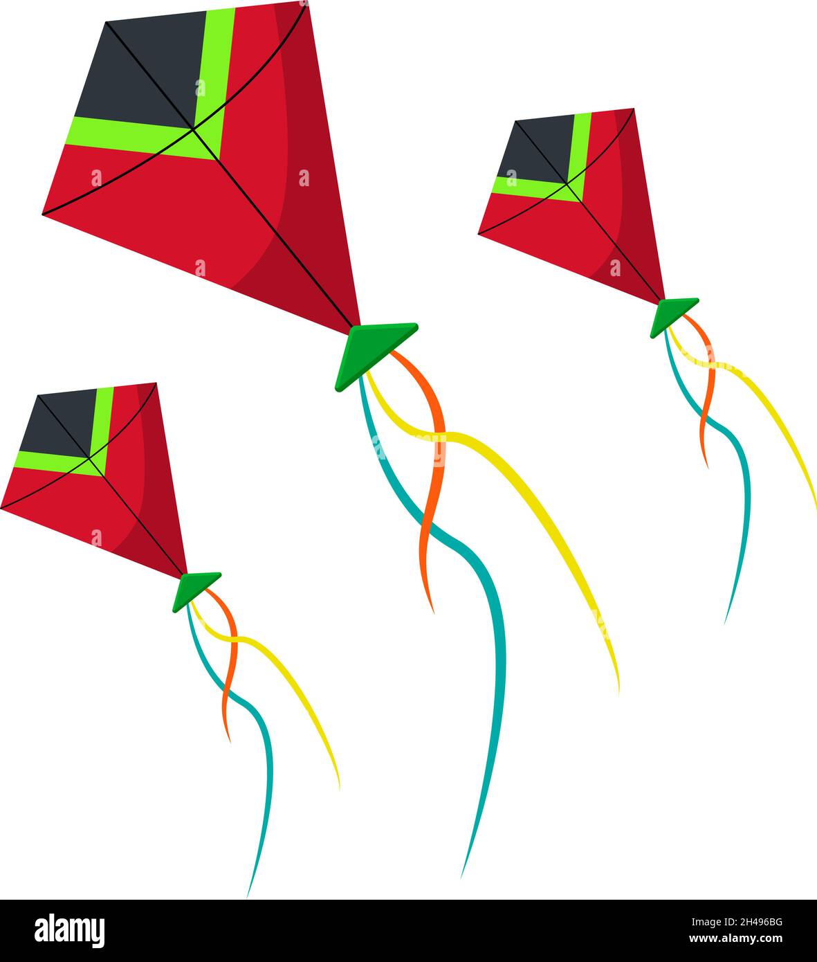 Colorful kites, illustration, vector on a white background Stock Vector