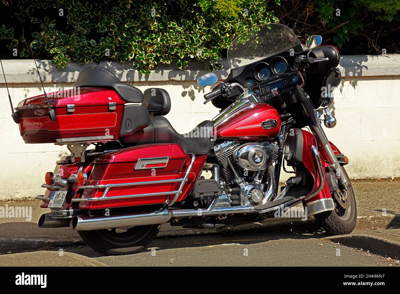 Fully loaded Harley Davidson parked up, Dublin Ireland Stock Photo