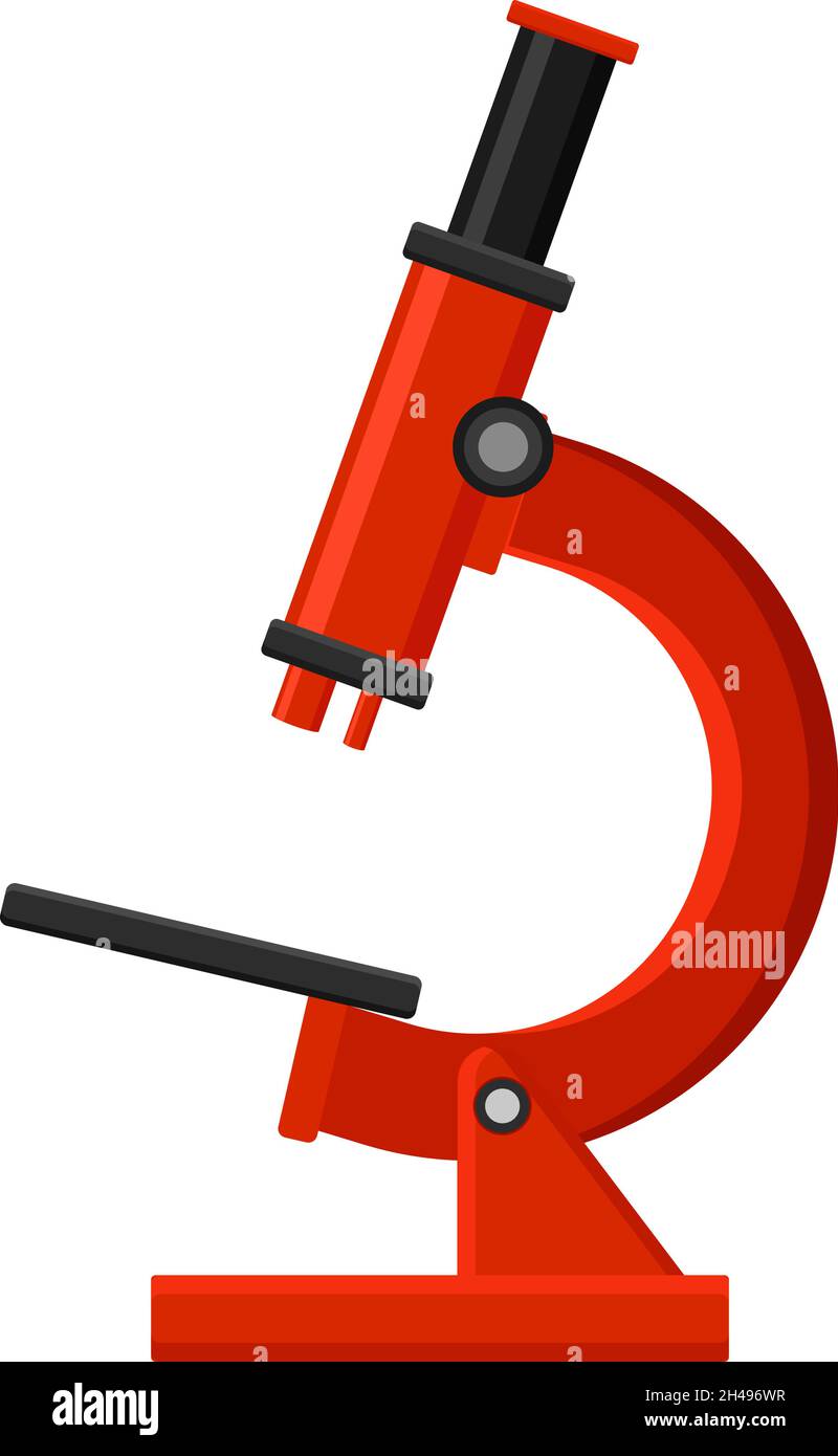 Red microscope, illustration, vector on a white background Stock Vector