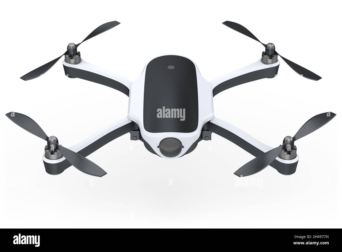 Flying photo and video drone or quadcopter with action camera isolated ...