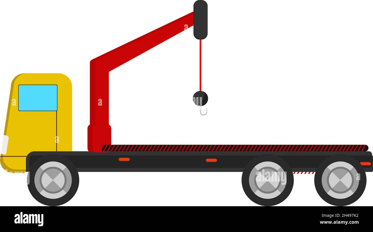 Tow truck with hook, illustration, vector on a white background Stock