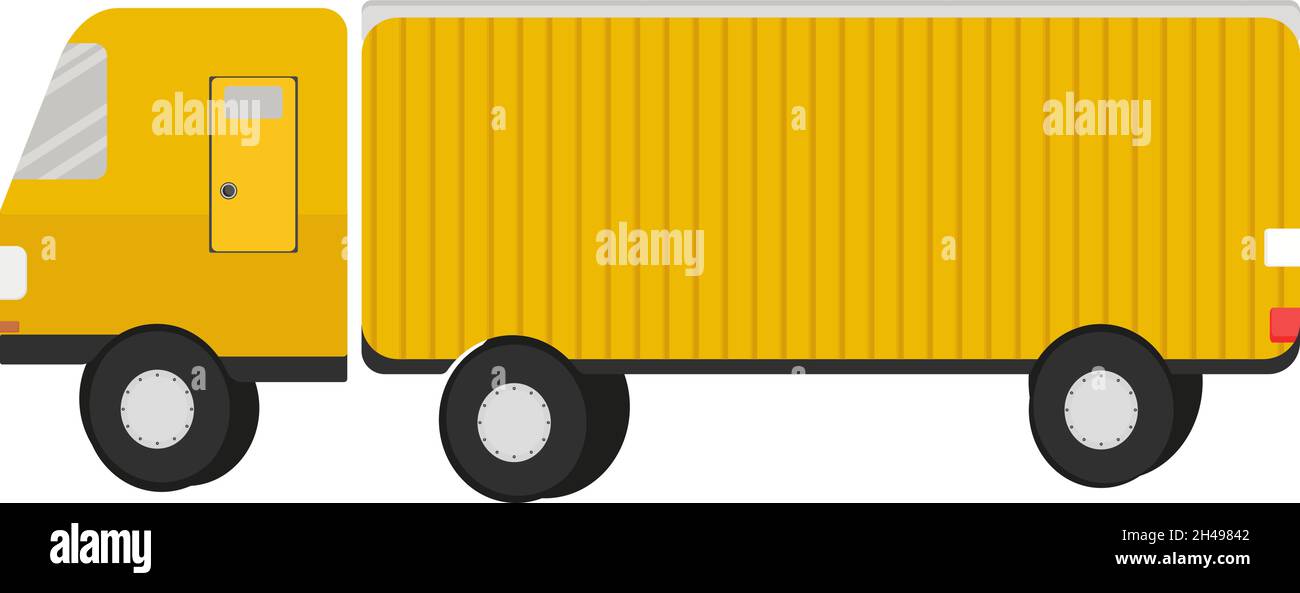 Yellow truck, illustration, vector on a white background. Stock Vector